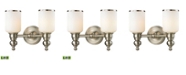 Macy's Bristol Collection 2 light bath in Brushed Nickel - LED, 800 Lumens (1600 Lumens Total) with Full Scale Dimming Range